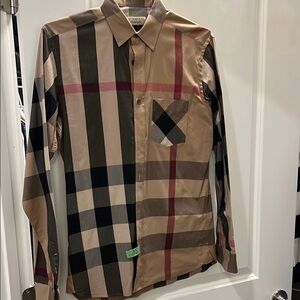 Burberry Men's Checkered Shirt - Brown and Black
